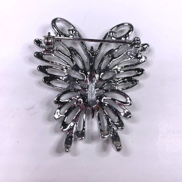 Silver Tone Filigree Butterfly Brooch Pin Fairy Woodland Whimsy Vintage 1980s - Picture 3 of 3